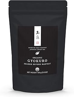 Organic Japanese Gyokuro - Premium First Harvest - Shade Grown Sencha - Loose Leaf Green Tea - USDA Certified - 100g (3.5oz) bag
