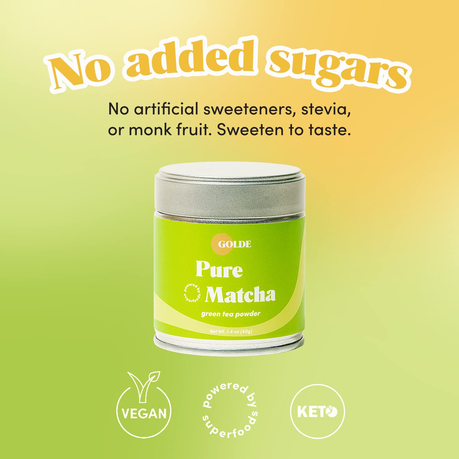 GOLDE Pure Matcha - Ceremonial Grade Organic Matcha Powder - Japanese Green Tea - Smooth, Vibrant Matcha for Tea, Lattes & Smoothies - Vegan, Gluten Free, Non-GMO - Natural Source of Caffeine - 30g Tin