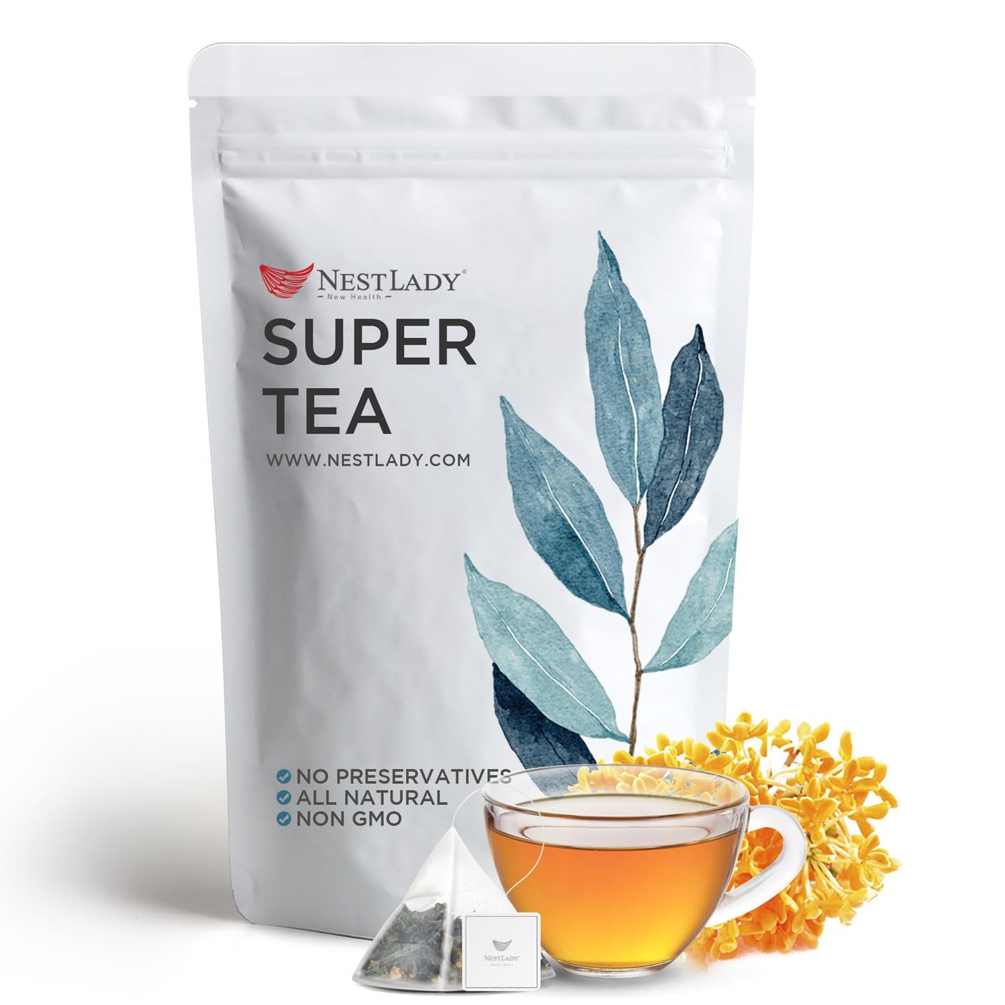 NESTLADY Osmanthus Oolong Loose Leaf Tea – Floral Aroma, Smooth Taste, 20 Bags (60g, 3g/bag)