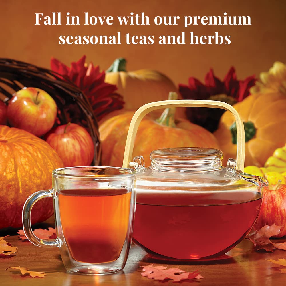 The Republic of Tea Harvest Stackable Tea Sampler, 36 Count | Three fall teas: Hibiscus Cranberry, Hot Apple Cider and Pumpkin Spice. 12 tea bags of each variety.