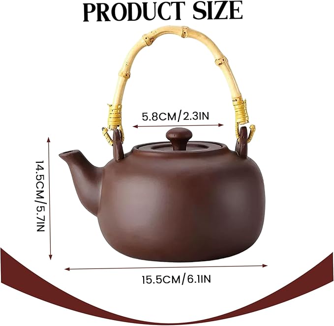 Japanese Tea Pot 800ml/28oz Purple Sands Clay Teapot with Wood Handle Kungfu Teapot for Stovetop