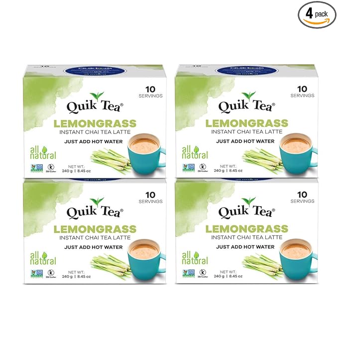 QuikTea Tea Latte Lemongrass Chai, 10 Count (Pack of 4)