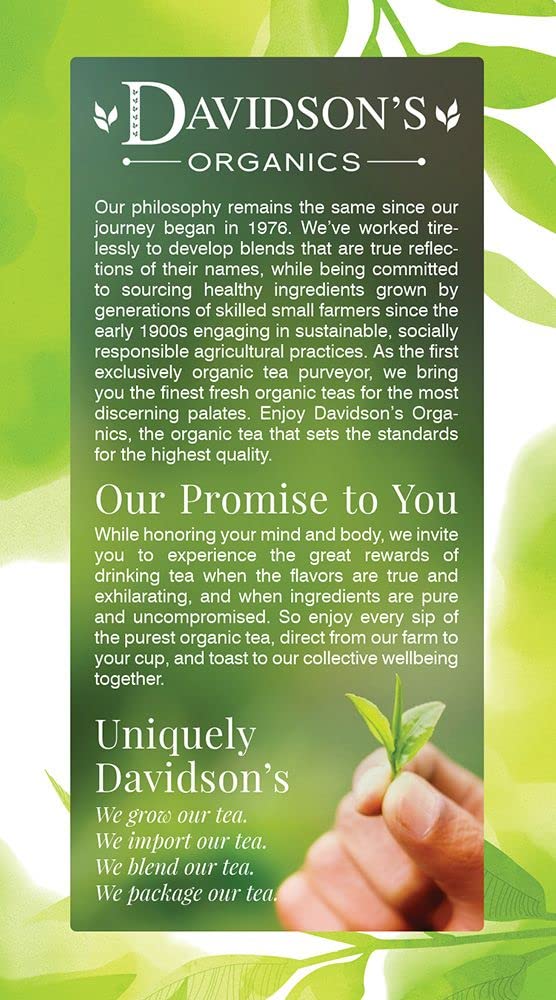 Davidson's Organics, Decaffeinated Green, 25-count Tea Bags, Pack of 6