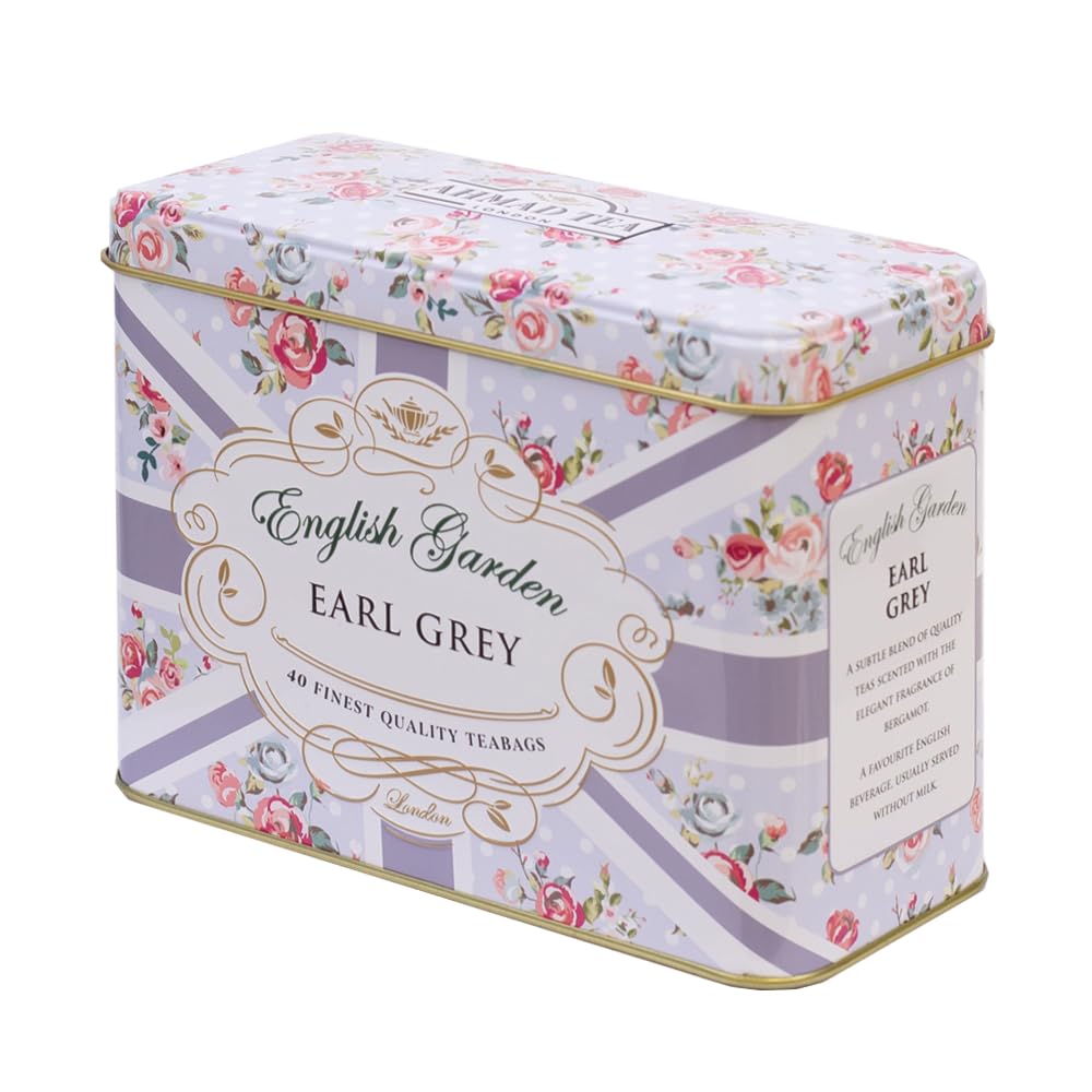 Ahmad Tea English Garden Caddy Earl Grey, 40 Tagged Teabags (Pack of 1)