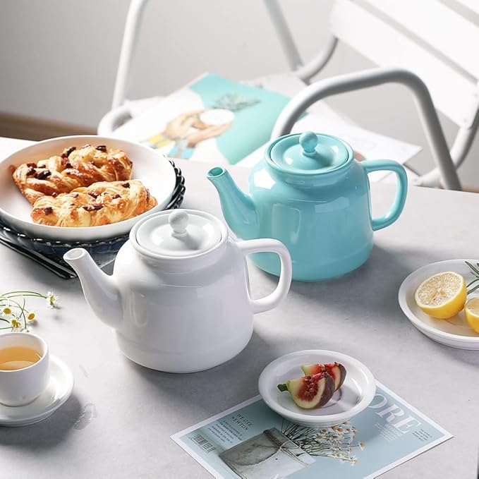 Sweejar 35 oz Porcelain Tea Pot, Teapot with Removable 18/8 Stainless Steel Infuser, Microwave & Dishwasher Safe Tea Maker