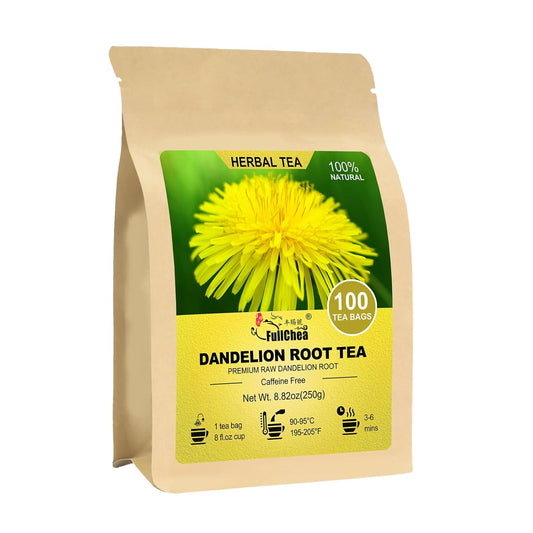 FullChea - Dandelion Root Tea Bags, 100 Count, Raw Dandelion Roots | Non-GMO and caffeine-free, rich in vitamins and supports immune wellness in daily tea routines