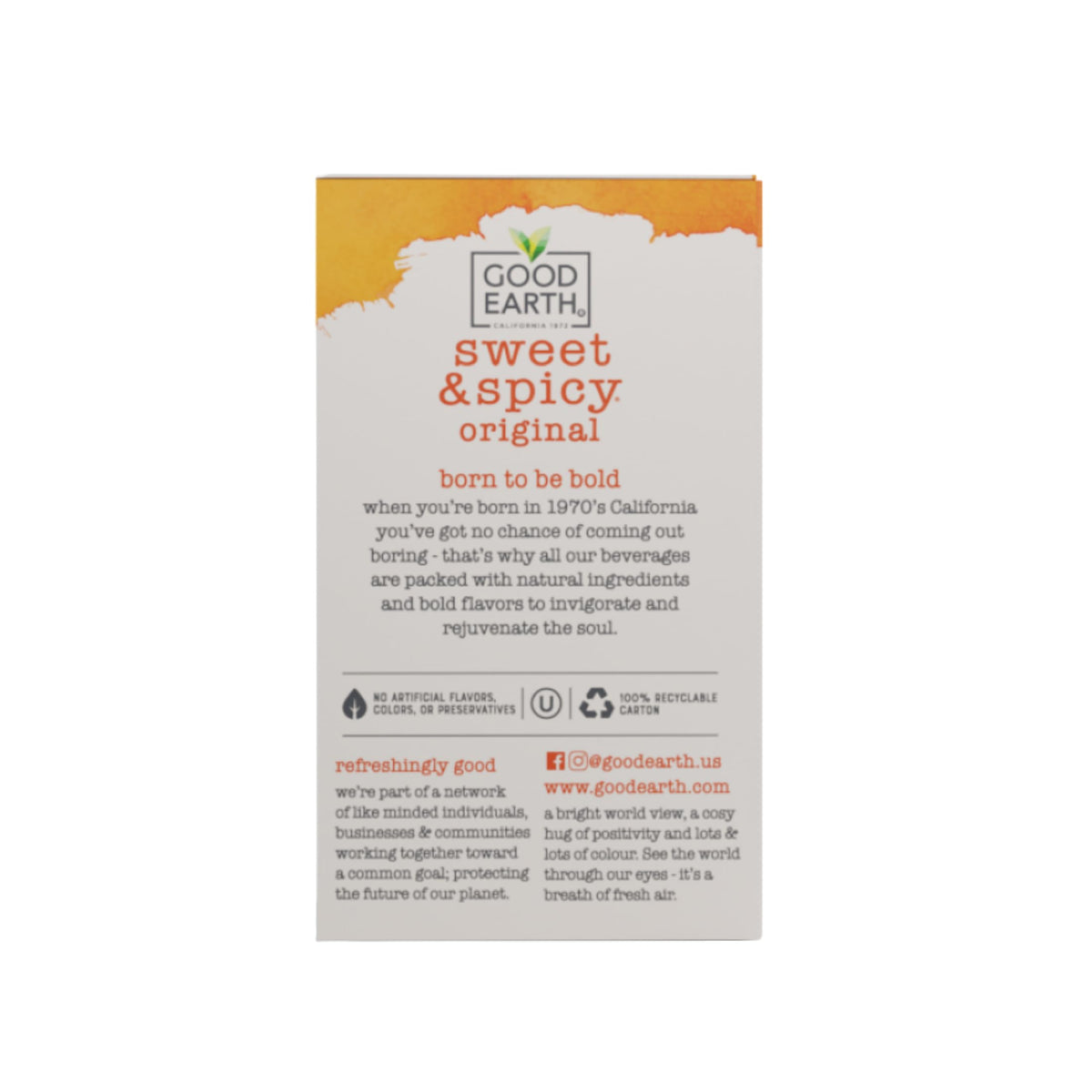 Good Earth Tea Co. Good Earth Herbal & Black Tea, Sweet & Spicy, 18 Count Tea Bags (Pack of 6) (Packaging May Vary)
