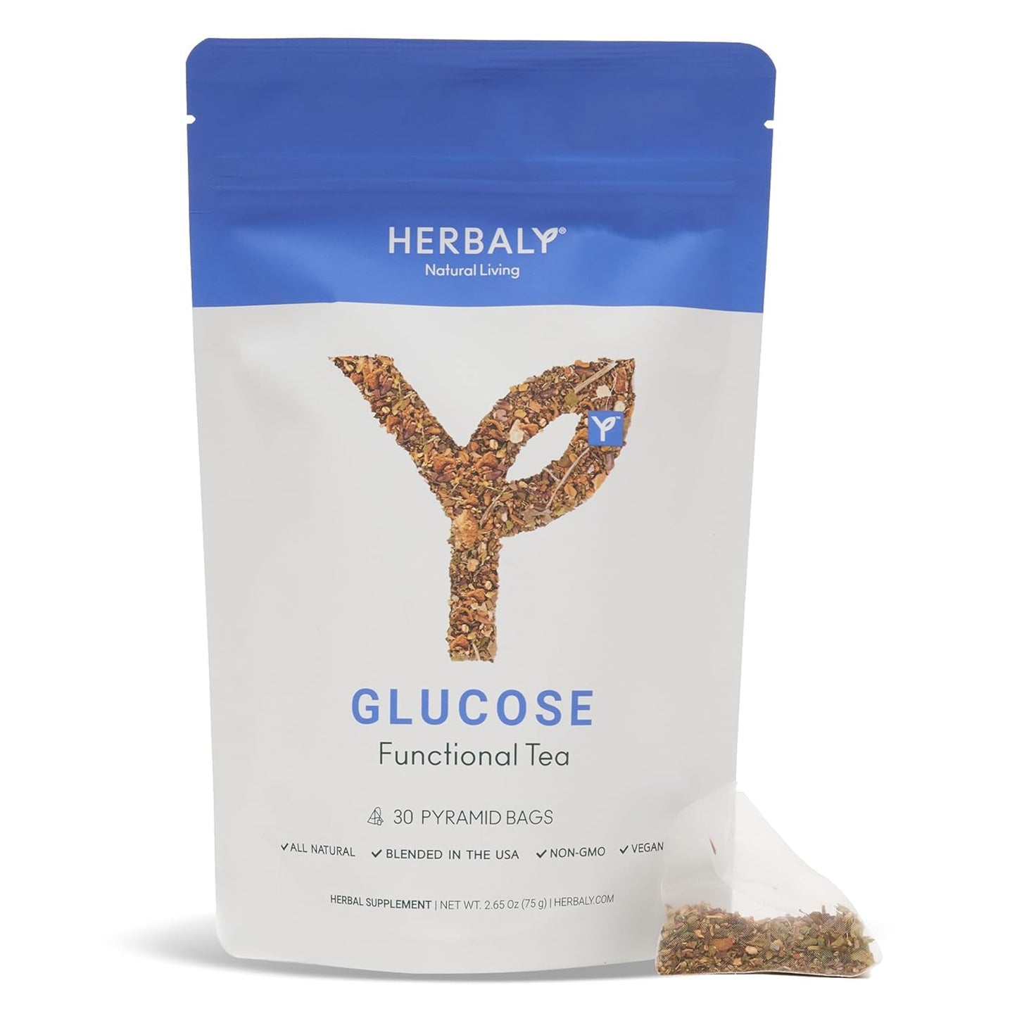 Herbaly Glucose Organic Herbal Tea - Metabolism &amp; Sugar Cravings, 28 Ct