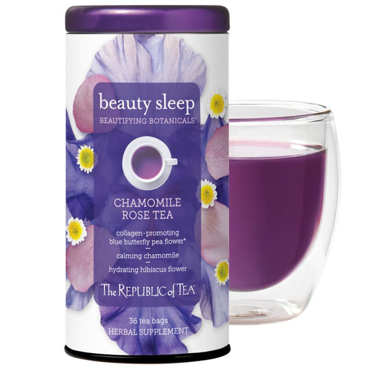 The Republic of Tea Beautifying Botanicals Beauty Sleep Herbal Tea, 36 Ct | Caffeine Free. Suitable for day or evening s