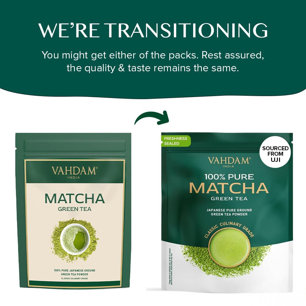 VAHDAM, Japanese Matcha Tea Powder (50 Cups,3.53oz) Sourced from Japan | Authentic Japanese Matcha Green Tea Powder | Classic Culinary Matcha From Japan