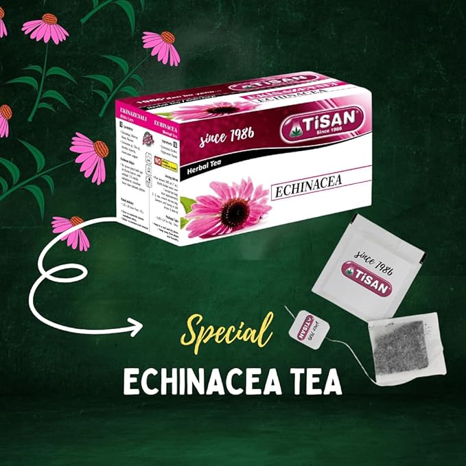 Echinacea Tea from Tisan – 40 Herbal Tea Bags, Natural Herbal Blend, Daily Balance