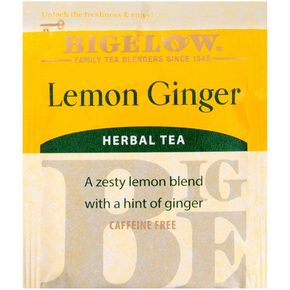 Bigelow Tea Bigelow Lemon Ginger Herbal Tea Bags 28-Count Box (Pack of 1) Lemon Ginger Tea Bags Herbal Tea All Natural Gluten