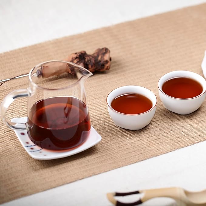 SANRAN Puerh Tea Cake, Aged Fermented Pu-er Tea, Chinese Yunnan Ripe Puer Tea, Gift for Family, Friends, 12.6oz/pack