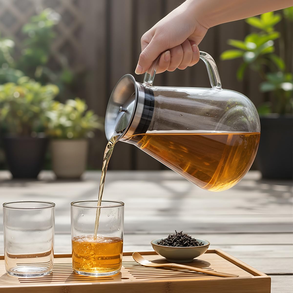 Aquach 27oz Glass Teapot with Filter Lid, Personal Stovetop Tea Pot