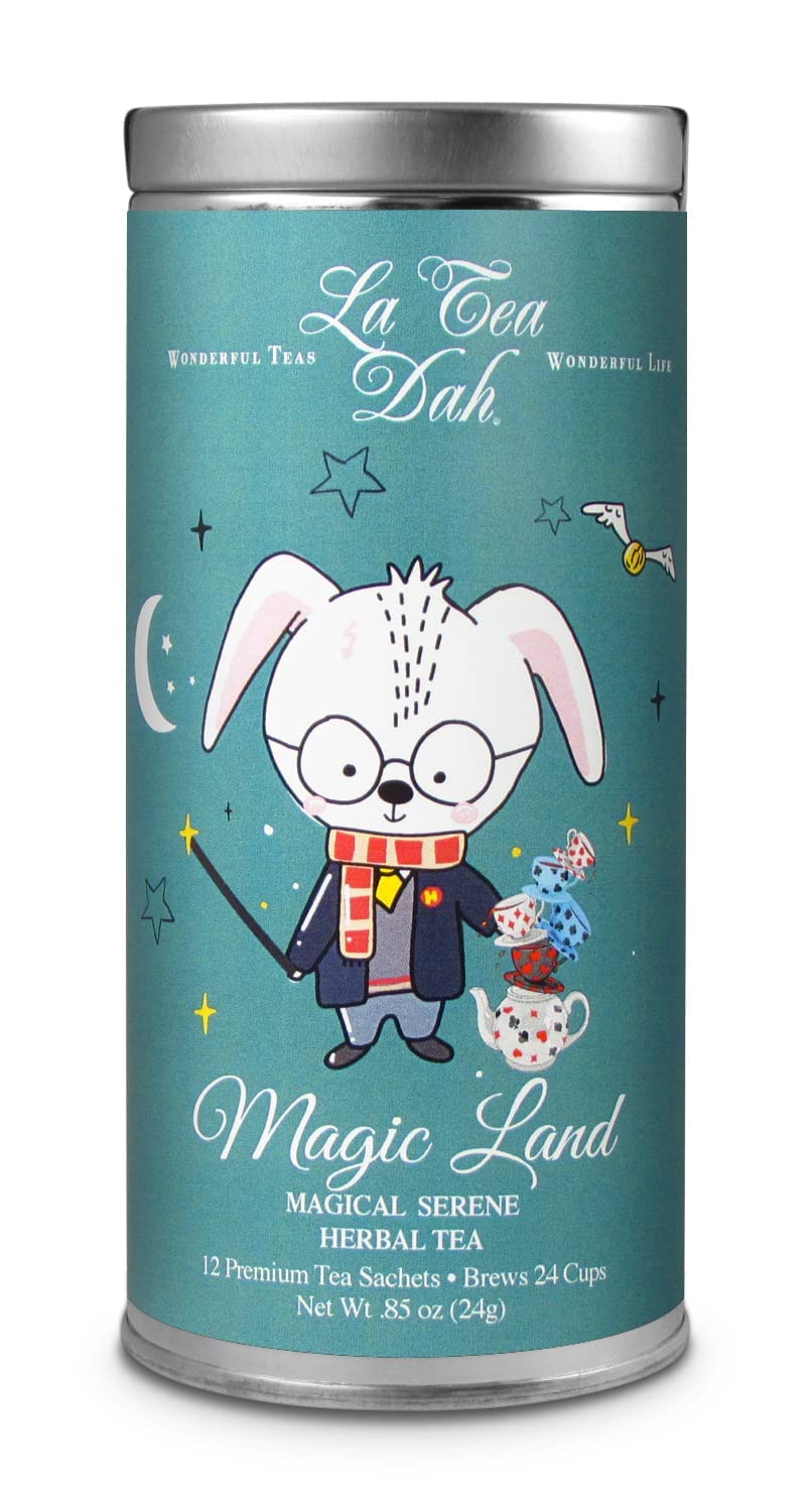 Serene Herbal Tea for Kids by La Tea Dah, Calming Decaf Childrens Tea, Lavender Chamomile Tea Bags Flavored with Lemongrass and Spearmint