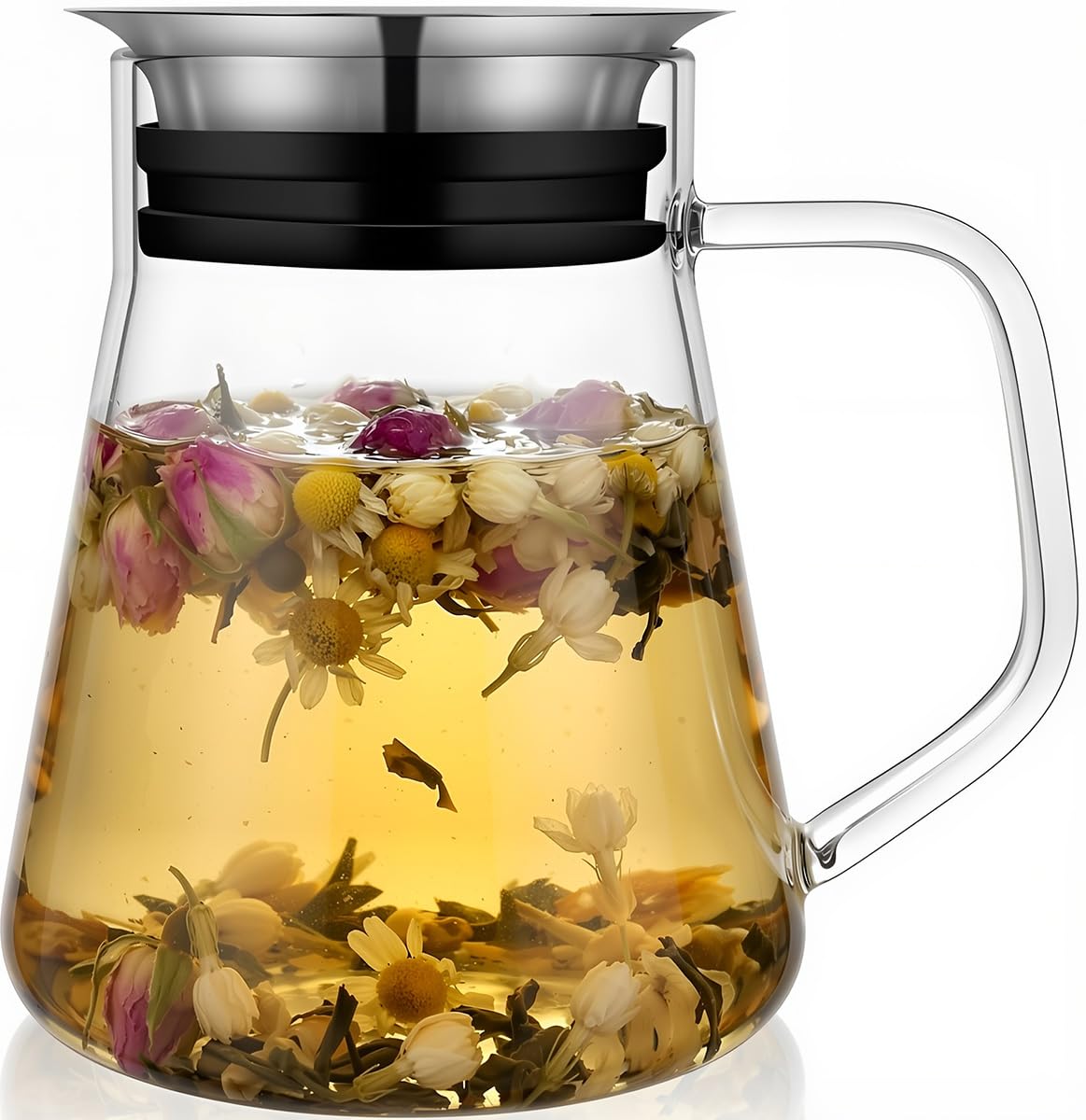 Aquach 27oz Glass Teapot with Filter Lid, Personal Stovetop Tea Pot