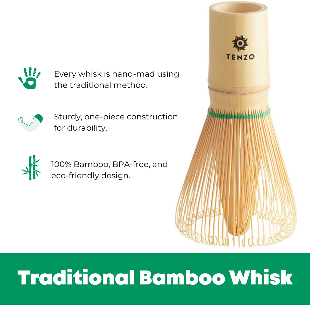 Tenzo Tea Tenzo Bamboo Whisk for Ceremonial Grade Matcha Green Tea - Authentic Traditional 120 Prong Bamboo Whisk