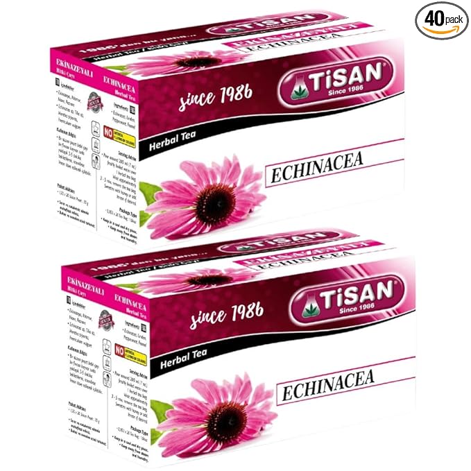 Echinacea Tea from Tisan – 40 Herbal Tea Bags, Natural Herbal Blend, Daily Balance