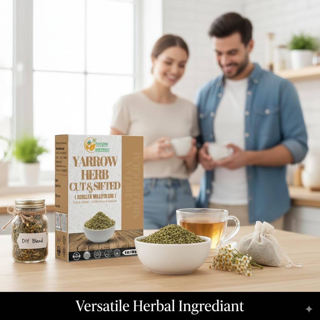 Herbs Botanica Yarrow Herb 100% Natural Dried Yarrow Flowers &amp; Leaves for Tea, Tinctures, &amp; Herbal Preparations – Premium Bulk Herbs for DIY Use – 4 oz Pack