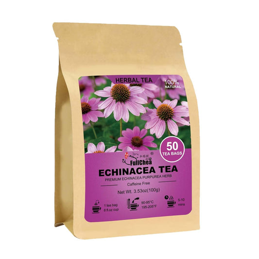 FullChea - Echinacea Tea Bags, 50 Count Dried Echinacea Purpurea Tea | Pure echinacea herbal tea with natural plant antioxidants, Non-GMO caffeine-free,easy to brew hot daily