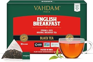 VAHDAM, English Breakfast Black Tea Bags (30 Count) High Caffeine | Strong, Robust & Flavoury | Individually Wrapped Pyramid Tea Bags | Full Bodied Black Tea Leaves
