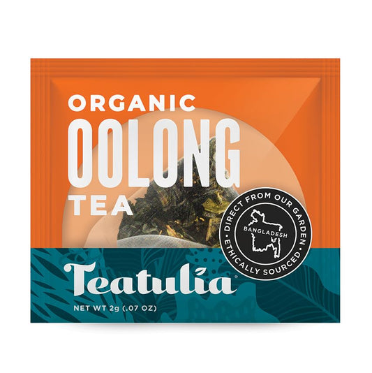 Teatulia Organic Oolong Tea Bags (50 Wrapped Pyramid Sachet Teabags) Sustainably Grown in Bangladesh