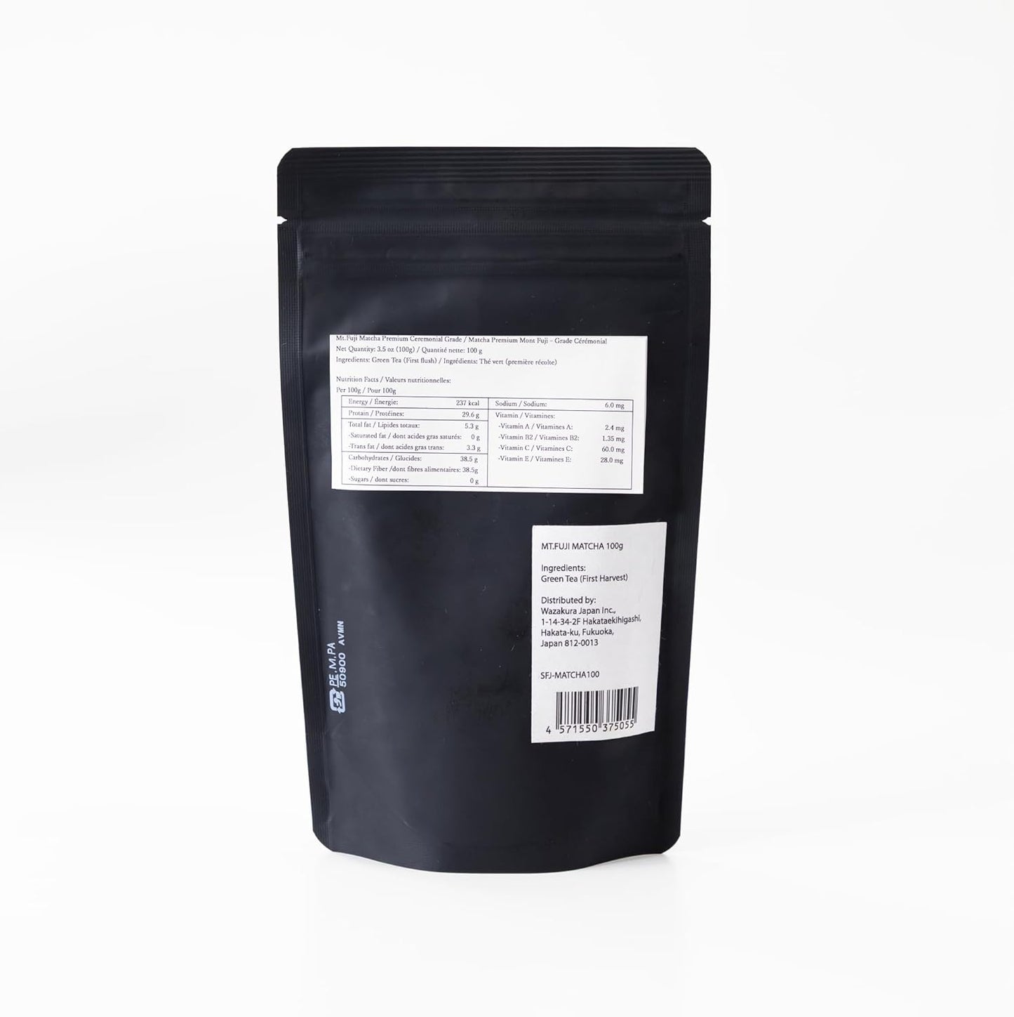 Asayu Japan Fuji Matcha Powder - Ceremonial Grade Green Tea, Mt. Fuji Source, Made in Japan (Pouch 100g)
