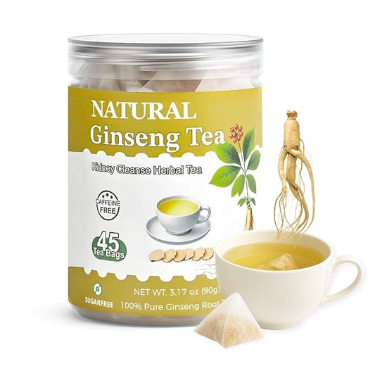 Ginseng Tea Bags – 45 Count, Natural Kidney Cleanse Detox & Repair Tea for Men & Women, Herbal Ginseng Root Tea for Kidney Health Support