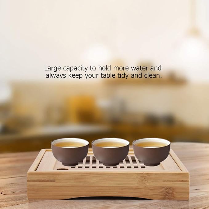 Wood Serving Tray,Mini Wood Chinese Gongfu Tea Set Table Tray for Home Office Restaurant Reception Room