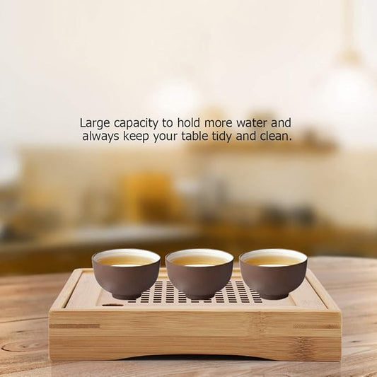 Wood Serving Tray,Mini Wood Chinese Gongfu Tea Set Table Tray for Home Office Restaurant Reception Room
