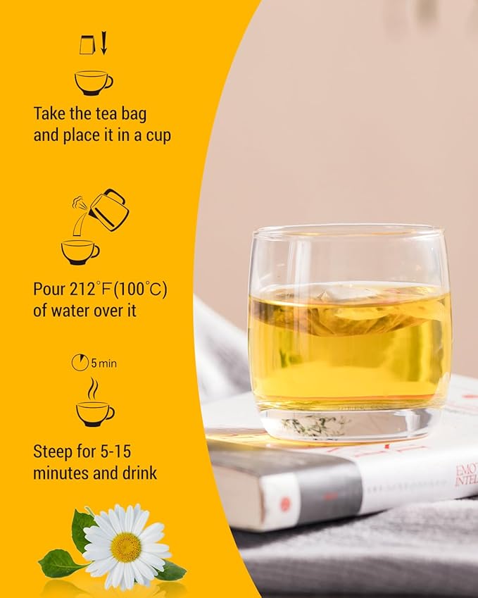 Bedy Chamomile Tea Relaxing & Calming, 120 Teabags Individually Wrapped Herbal Tea, Non-GMO, Caffeine Free