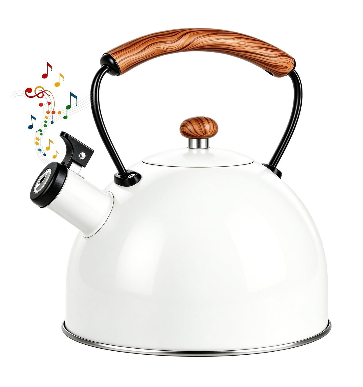 Ray Bear 101oz/3.2 Quart Whistling Tea Kettle Stovetop, White