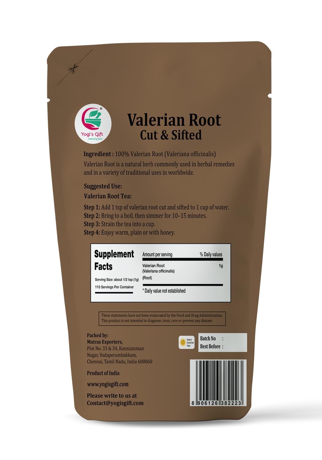 Yogi's Gift® Valerian Root Cut &amp; Sifted 4 oz | Herbal Tea Cut