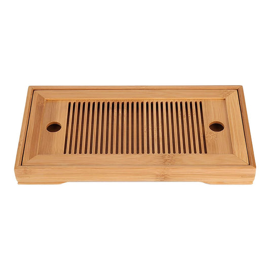 Joyzan Chinese Tea Tray, Mini Bamboo Japanese Gongfu Serving Plate Kung Fu Water Storage Drainage Table Small Wooden Natural Wood Set Box Reservoir