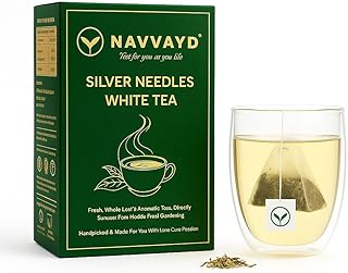 NAVVAYD Organic Silver Needles White Tea, 15 Tea Bags