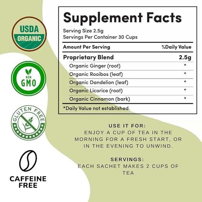 Detox Liver Tea - Herbal Debloat Blend - AIP Autoimmune Protocol Compliant - Whole 30, Paleo Friendly - Organic Cleansing Herbs with Dandelion Root