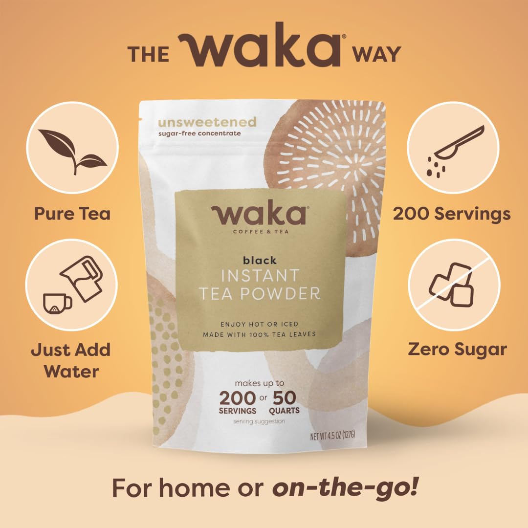 Waka Instant Black Tea Mix, Classic Unlfavored and Unsweetened, 4.5 oz