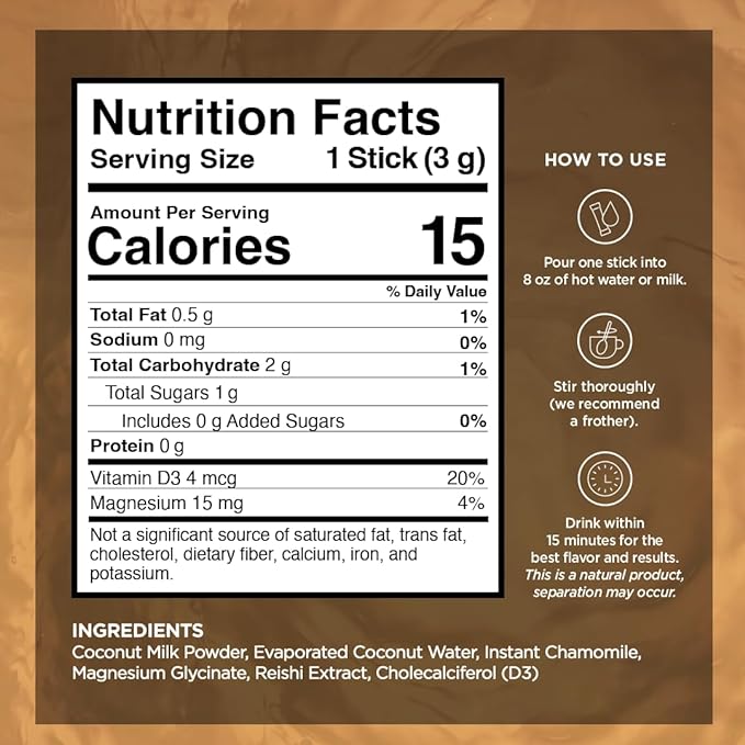 VitaCup Sleep Fuel Instant Tea Packets for Deep REM Sleep, Relax & De-Stress w/Chamomile Tea, Magnesium, Vitamin D3, Coconut Water, Coconut Milk, Potassium, Calming Tea for Full Body Relaxation, 72Ct