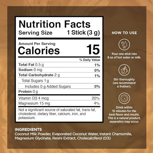 VitaCup Sleep Fuel Instant Tea Packets for Deep REM Sleep, Relax & De-Stress w/Chamomile Tea, Magnesium, Vitamin D3, Coconut Water, Coconut Milk, Potassium, Calming Tea for Full Body Relaxation, 72Ct