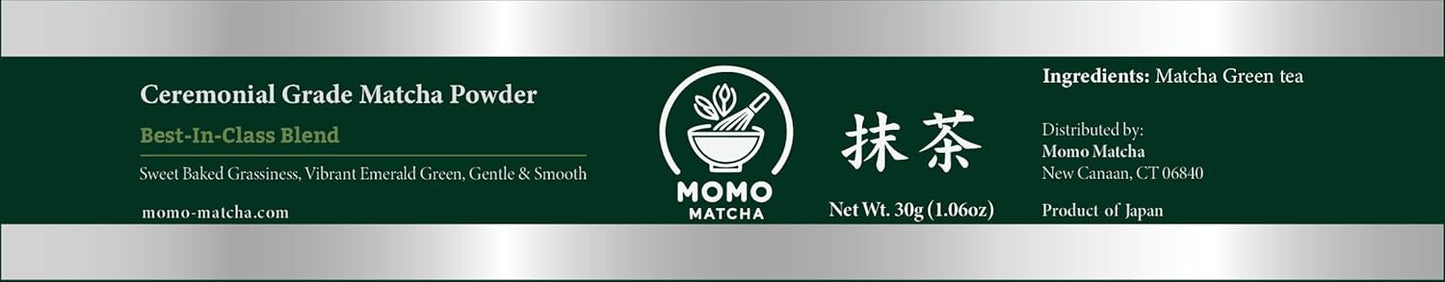 Momo Matcha – Ceremonial Grade Matcha Powder (Best-in-class Blend) – 30g Tin, Made in Japan