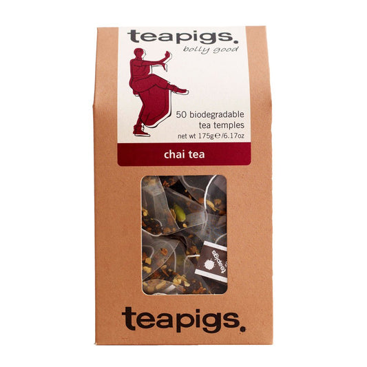 teapigs, Chai Tea, Made with Whole Leaves, Whole Leaf Tea Temples, 50 Count, Pack of 50, Bold, Warmly Spiced Black Tea Blend