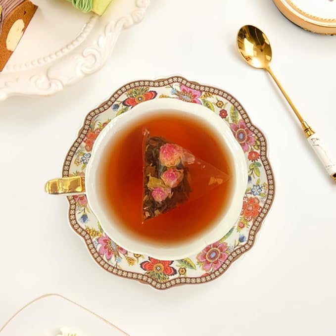 XIEJINJI Rose Black Tea - 40 Tea Bags, Natural Dried Rose and Black Tea Blend, AROMATIC & SMOOTH, Eco-Conscious Tea Bags, Enjoy Hot or Iced