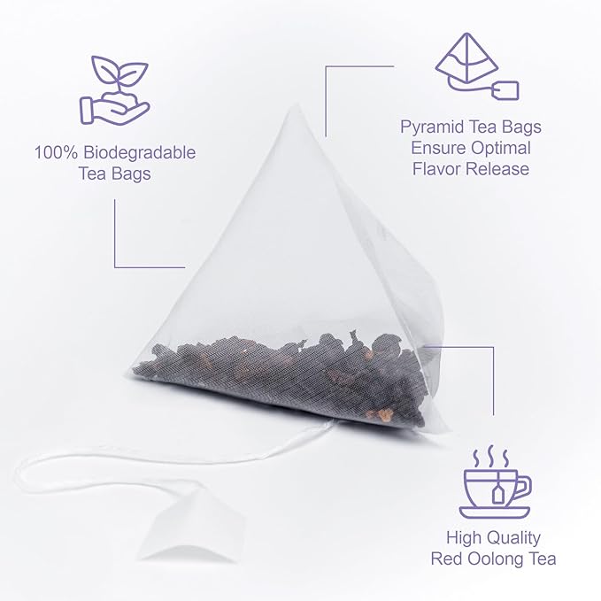 Jemutecha Red Oolong 20 Tea Bags, Exclusive Handpicked Oolong & Black Tea Blended, Organic Award-Winning Tea, Caffeinated, Non-GMO, Premium Taiwanese Asian Tea Rich in Antioxidants & Support Digestion