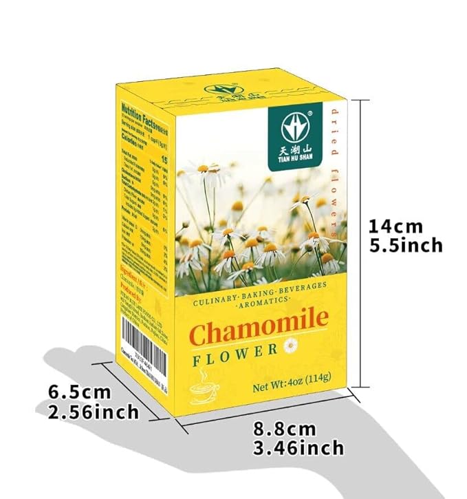 Tian HU Shan Chamomile Flowers Herbal Tea, Chamomile Tea Loose Leaf, Sugar Free Caffeine Free, Natural Clean without Impurities, Vegan 4 Ounce