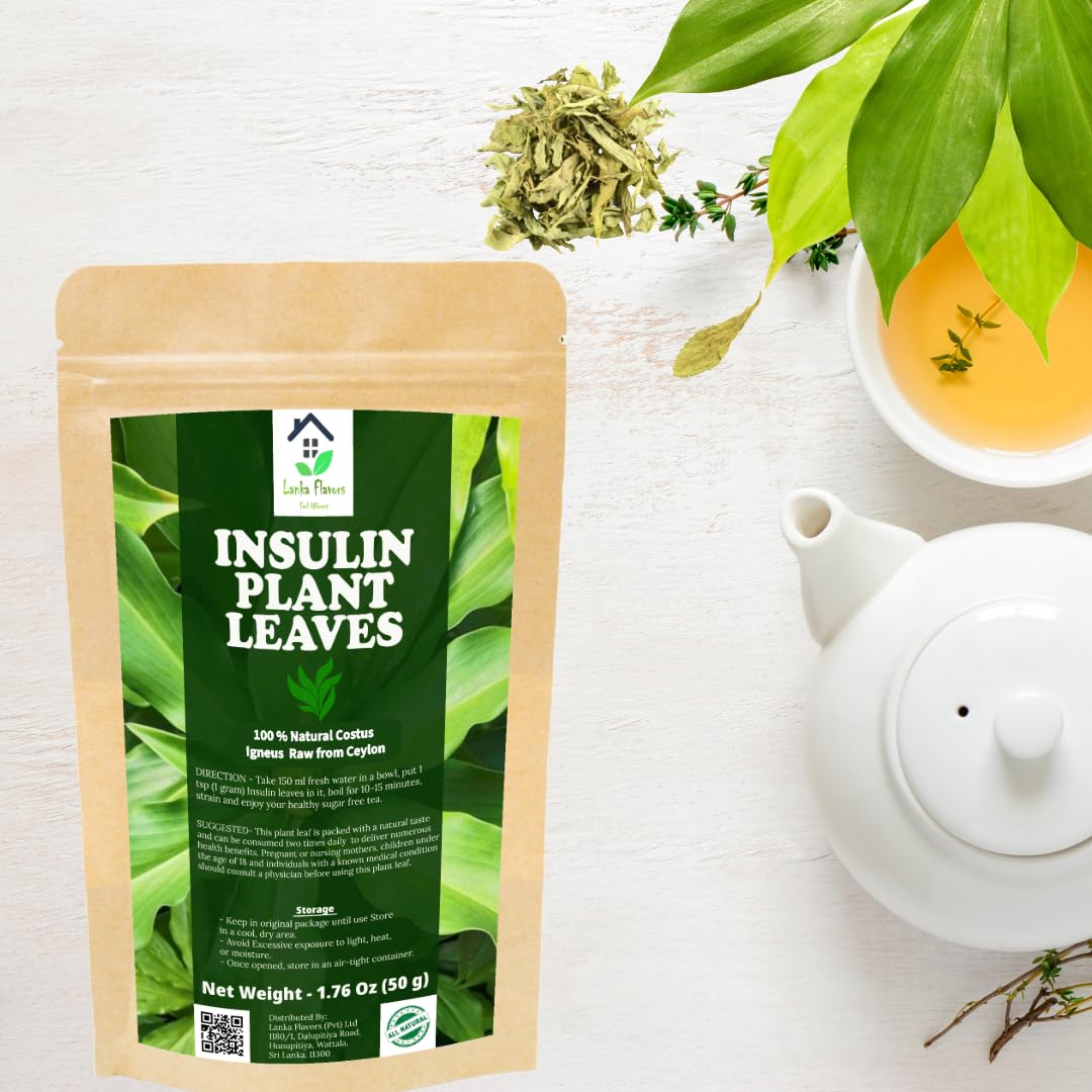 Lanka Flavors Feel Different Dried Insulin Plant Leaves 1.76 oz (50g) Natural Costus Igneus Herbal Tea