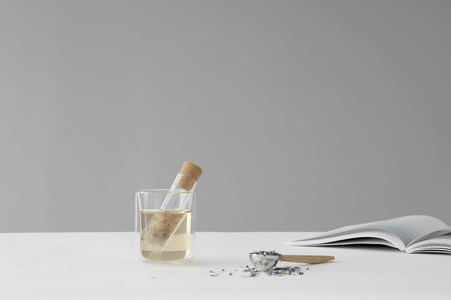 VIVA Travel Glass Tea Infuser Tube with Cork Lid - For Brewing Tea On The Go