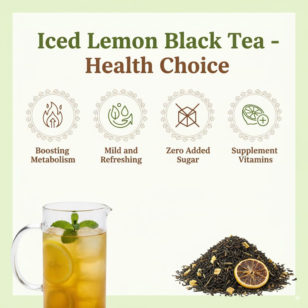 HANFANGLING Iced Lemon Black Tea - Premium Loose Leaf Blend with Real Freeze-Dried Lemon | Refreshing &amp; Natural | Brews in Cold Water | 1.76 oz (50g) Pack