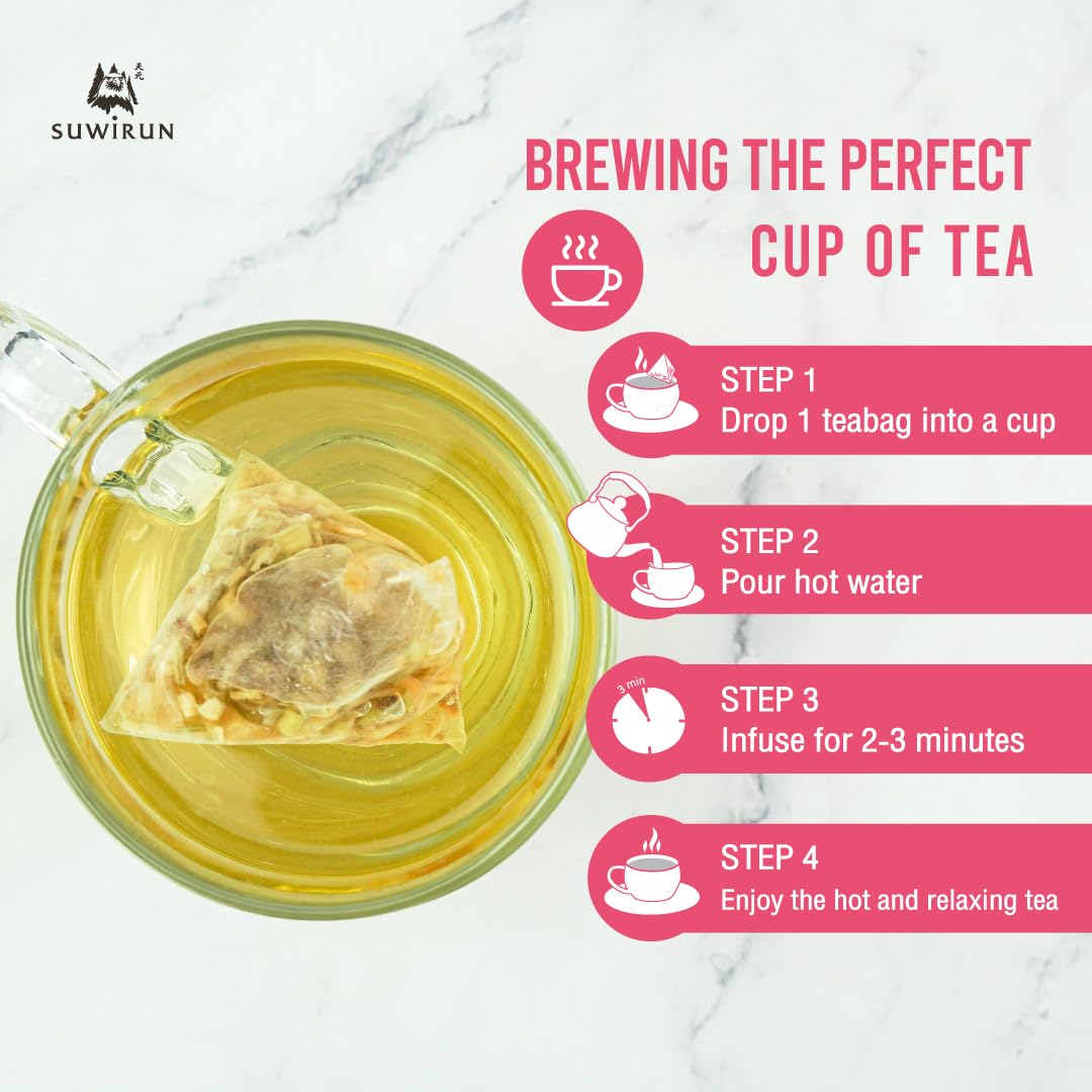Suwirun Organic Lemongrass Tea 25 Bags – Product of Thailand – Citrusy &amp; Refreshing Herbal Tea, Caffeine-Free, No Calories, Soothes Throat &amp; Aids Digestion, Enjoy Hot or Cold
