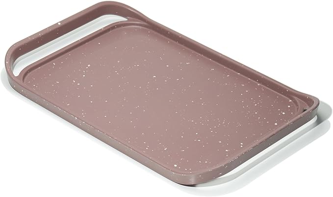 LINE+ARC Waterproof, Easy-to-Clean, 18"x12" Serving Tray Extra Large Handles (Mauve) 100% Food-Grade Melamine for Breakfast, Dinner, Bed, Tea, Crafts