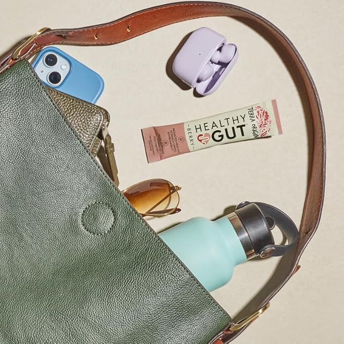 TERRA ORIGIN Healthy Gut Stick Packs, L-Glutamine, Slippery Elm, Aloe Vera, Licorice Root Extract, Gut Health, Digestive Support, Leaky Gut Repair, Immune Function, On-The-Go, 21 Ct, Berry